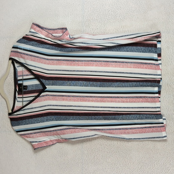 Worthington Women's Chiffon Pastel Striped Short Sleeve Blouse‎ Size M - Picture 1 of 5